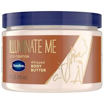Vaseline Illuminate Me Shimmering Body Oil Created for Melanin Rich Skin & Illuminate Me Body Butter Whipped Body Butter Created For Melanin Rich Skin Provides 11 oz