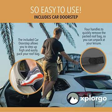 Xplorgo Car Rooftop Cargo Carrier - 15 cu ft Luggage Carrier for Car Rooftop – a Car Roof Bag or Car Roof Cargo Carrier for Top of Vehicle with or Without a Rack – 100% Waterproof Car Top Carrier