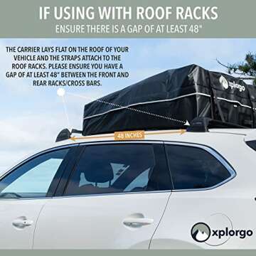 Xplorgo Car Rooftop Cargo Carrier - 15 cu ft Luggage Carrier for Car Rooftop – a Car Roof Bag or Car Roof Cargo Carrier for Top of Vehicle with or Without a Rack – 100% Waterproof Car Top Carrier