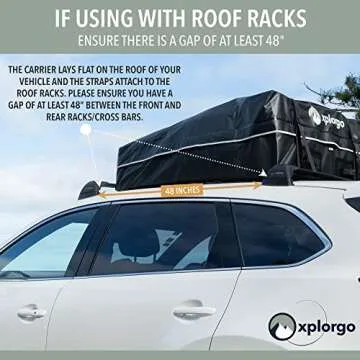 Xplorgo Car Rooftop Cargo Carrier - 15 cu ft Luggage Carrier for Car Rooftop – a Car Roof Bag or Car Roof Cargo Carrier for Top of Vehicle with or Without a Rack – 100% Waterproof Car Top Carrier