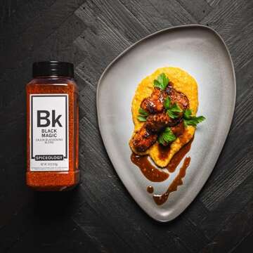 Spiceology - Black Magic - Cajun Blackening Spice Blend - Spicy Creole Dry Rub and Seasoning - Use On: Beef, Chicken, Mac N' Cheese, Turkey, Butter, Seafood or Nuts - 18 oz