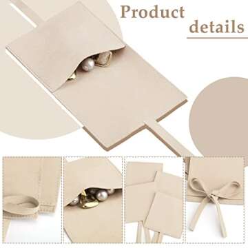 80 Pcs Microfiber Jewelry Pouch 8x8 cm Jewelry Packaging Bag Luxury Small Jewelry Gift Bag for Small Business Envelope Style Bracelet Packaging Bow Tie Microfiber Pouch with Strings Divider (4 Colors)