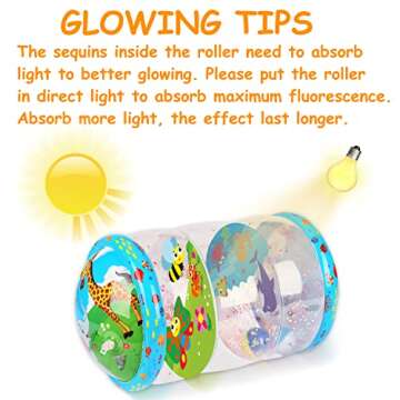 Crawling & Walking Baby Toys 6-12 Months Glowing Jumbo Inflatable Rolling Infant Toy 8 9 12-18 Month Old Tummy Time Sensory Development Light Up Toys for 1 2 Year Old Boy Girl Christmas Birthday Gifts