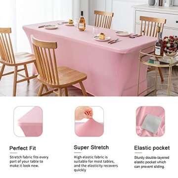 Mingyit 2 Pack Spandex Table Cover Fitted Rectangular Tablecloth Stretchable Fabric Tablecloth for P...