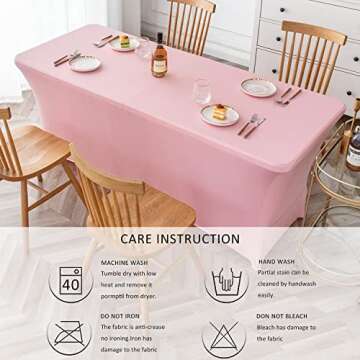 Mingyit 2 Pack Spandex Table Cover Fitted Rectangular Tablecloth Stretchable Fabric Tablecloth for Party, Banquet, Wedding and Events (6FT, Pink)