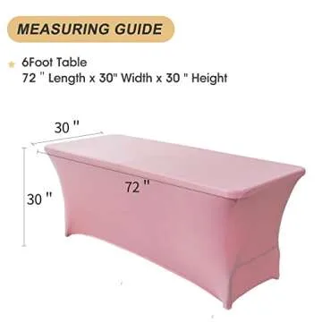 Mingyit 2 Pack Spandex Table Cover Fitted Rectangular Tablecloth Stretchable Fabric Tablecloth for Party, Banquet, Wedding and Events (6FT, Pink)