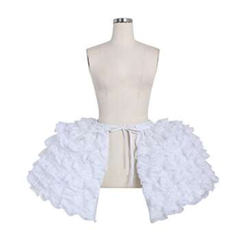 DUNHAO COS Women's White Crinoline Pannier Underskirt Victorian Dress (Lace Double Pannier)