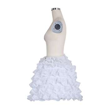 DUNHAO COS Women's White Crinoline Pannier Underskirt Victorian Dress (Lace Double Pannier)
