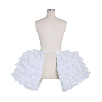 DUNHAO COS Women's White Crinoline Pannier Underskirt Victorian Dress (Lace Double Pannier)