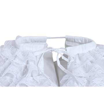 DUNHAO COS Women's White Crinoline Pannier Underskirt Victorian Dress (Lace Double Pannier)
