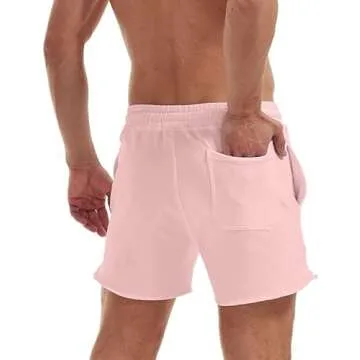 AIMPACT Mens Sweat Shorts 5 Inch Jogger Athletic Workout Shorts with Pockets (Pink XL)