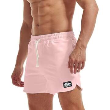AIMPACT Mens Sweat Shorts 5 Inch Jogger Athletic Workout Shorts with Pockets (Pink XL)