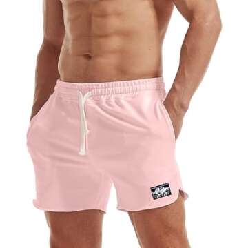AIMPACT Mens Sweat Shorts 5 Inch Jogger Athletic Workout Shorts with Pockets (Pink XL)