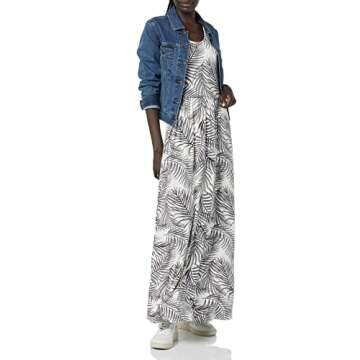 Amazon Brand - 28 Palms Women's Tropical Print Sleeveless Maxi Dress with Pockets