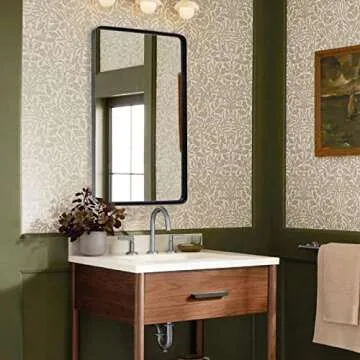 Stylish Black Framed Rectangular Bathroom Mirror - 24x36