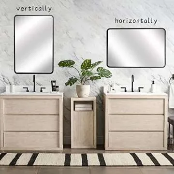 Stylish Black Framed Rectangular Bathroom Mirror - 24x36