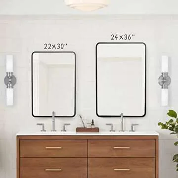 Stylish Black Framed Rectangular Bathroom Mirror - 24x36