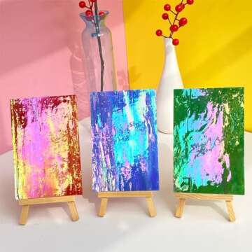 ILLUCKAI 24 Sheets Iridescent Stained Glass Sheet Variety Pack, 4 X 6 inch Cathedral Art Glass for Home Decor, Stained Glass Supplies for Glass Projects and Mosaic Crafts