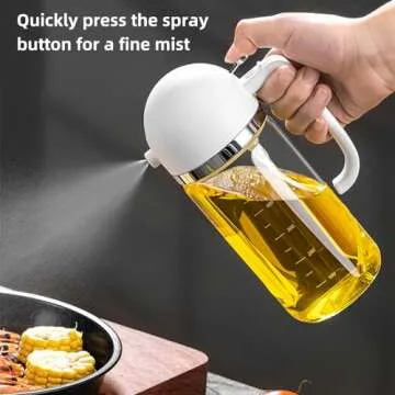 CXINYI - 16oz/470ml Olive Oil Dispenser for Kitchen - 2 in 1 Olive Oil Sprayer for Cooking, Air Fryer, and Salad, Dark (Kitchen Gadget)