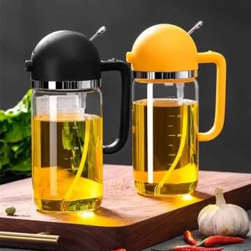 CXINYI - 16oz/470ml Olive Oil Dispenser for Kitchen - 2 in 1 Olive Oil Sprayer for Cooking, Air Fryer, and Salad, Dark (Kitchen Gadget)