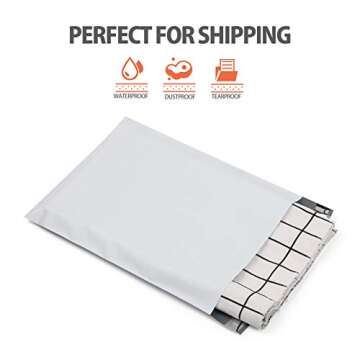 100 Pack Poly Mailers 10x13, White Self Sealing Shipping Bags, 2.5 Mil Thick Mailing Envelopes, Packing Bag for Small Business