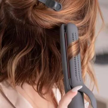 Hairitage Ceramic Tourmaline 2in1 Flat Iron Hair Straightener Curling Iron for Hair Styling - 1 1/4 Inch - Airflow Styler with Curved Edges for Curling + Straightening - Blowout Styles