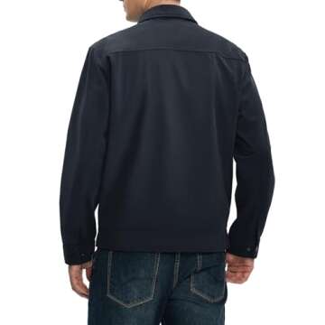 Rdruko Men's Cotton Lightweight Jackets Casual Stylish Full Zip Up Vintage Corduroy Jacket with Zip Pockets Navy Blue S