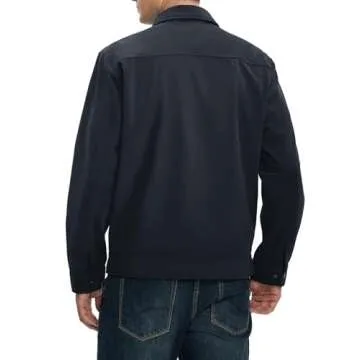 Rdruko Men's Cotton Lightweight Jackets Casual Stylish Full Zip Up Vintage Corduroy Jacket with Zip Pockets Navy Blue S