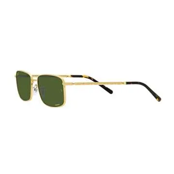 Ray-Ban RB3717 Rectangular Sunglasses, Legend Gold/Polarized Dark Green, 60 mm
