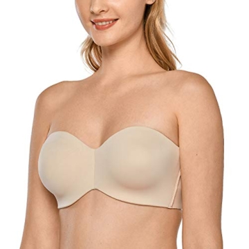 Ultimate Comfort DELIMIRA Women's Strapless Bra for Plus Size Support in Beige 32DD