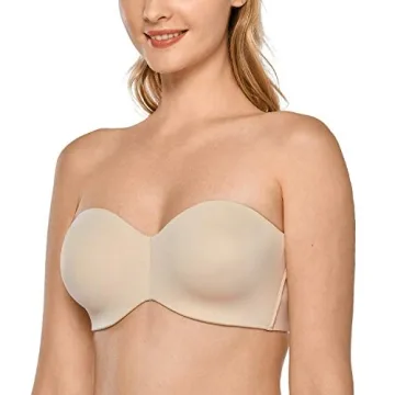 Ultimate Comfort DELIMIRA Women's Strapless Bra for Plus Size Support in Beige 32DD