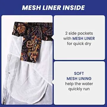 maamgic Mens Boys 80s 90s Vintage 4 Way Stretch Swim Trunks with Mesh Lining Quick Dry Swim Suits Board Shorts Paisley Golden Medium