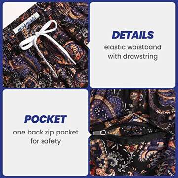 maamgic Mens Boys 80s 90s Vintage 4 Way Stretch Swim Trunks with Mesh Lining Quick Dry Swim Suits Board Shorts Paisley Golden Medium