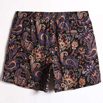 maamgic Mens Boys 80s 90s Vintage 4 Way Stretch Swim Trunks with Mesh Lining Quick Dry Swim Suits Board Shorts Paisley Golden Medium