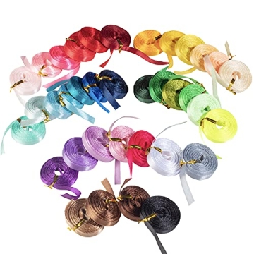 Satin Ribbon 36 Pack (1/4", 5 Yards Each) No Wire, DIY Arts & Crafts, Gift Wrapping Baskets, Wedding...