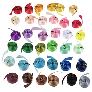 Satin Ribbon 36 Pack - Ideal for Crafts and Decorations