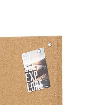 U Brands Frameless Square Cork Bulletin Board, Office Supplies, 14” x 14”, Natural, with Push Pi...
