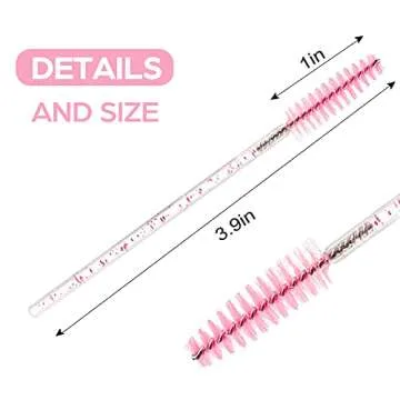 300 Pcs Disposable Crystal Mascara Wand Eyelash Brush Applicator Eyebrow Brush for EyeLash Extension Supplies (Pink)