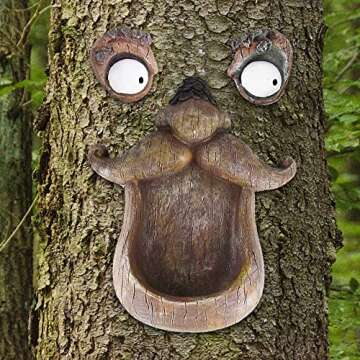 Juegoal Bird Feeder Tree Face Decor Outdoor, Fun Old Man Tree Sculpture Yard Art Garden Decoration