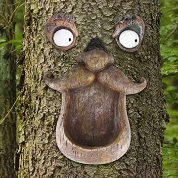 Juegoal Bird Feeder Tree Face Decor Outdoor, Fun Old Man Tree Sculpture Yard Art Garden Decoration