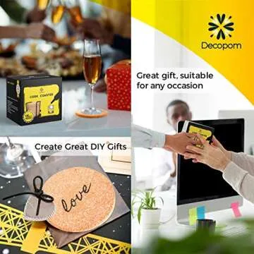 Cork Coasters Set with Metal Holder - 16 Stylish Coasters