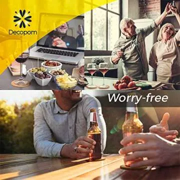 Cork Coasters Set with Metal Holder - 16 Stylish Coasters