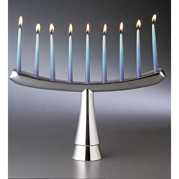 nambe Menorah | 12.5 x 7.5 Inch Hannukah Menorah | Made of nambe Alloy | Decorative Menorah for Chanukah | Holds The Traditional 9 Candles (3/8 in) | Designed by Marilyn Davidson