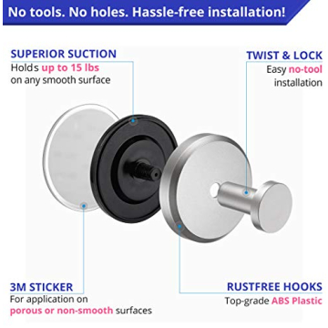 HOME SO Suction Cup Hooks for Bathroom and Kitchen