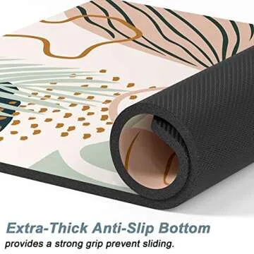 Rnivvi Dog Food Mat, 12" x 19" Boho Absorbent Dog Cat Bowl Mat for Food and Water, Cute Anti-Slip Rubber Pet Feeding Rug Protect Floors, Puppy Placemat for Feeding & Watering Supplies, Tropical Leaves