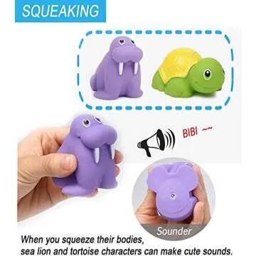 Bath Toy, Water Spraying Discoloration Floating Animals, Bathroom Pool Accessory, Shark Fishing Play Set for Babies and Kids