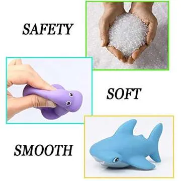 Bath Toy, Water Spraying Discoloration Floating Animals, Bathroom Pool Accessory, Shark Fishing Play Set for Babies and Kids