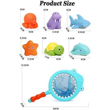 Bath Toy, Water Spraying Discoloration Floating Animals, Bathroom Pool Accessory, Shark Fishing Play Set for Babies and Kids
