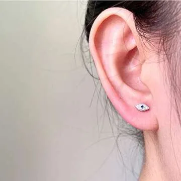 Elegant 20g Blue Evil Eye CZ Stud Earrings for Women