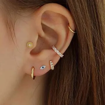 Elegant 20g Blue Evil Eye CZ Stud Earrings for Women